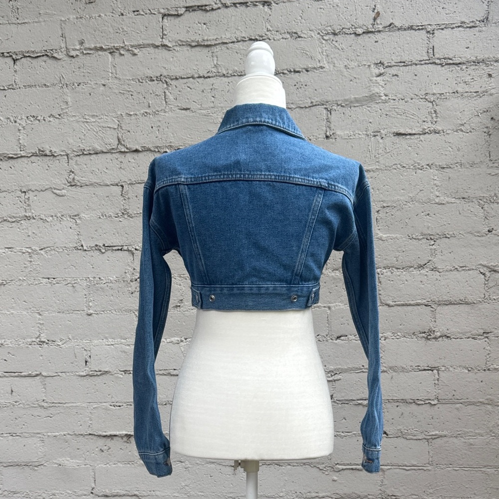 Topshop MOTO Cropped Denim Jacket Size 2 - Picture 4 of 11